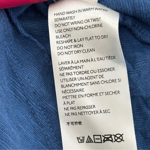 Free People XL Blue Babydoll Cami Top Cotton Linen Blend Embroidered Boho Hippie - Picture 6 of 14